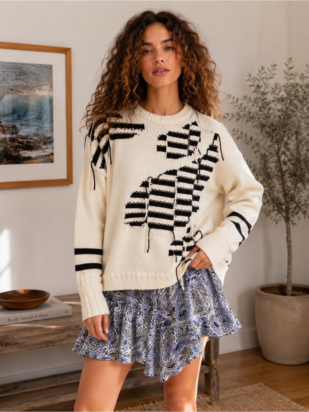 Tanya Taylor Romi Checkered Sweater